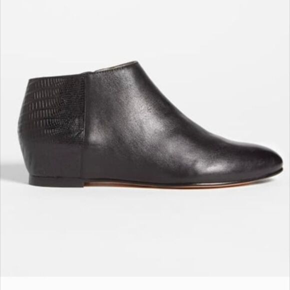 Elizabeth and James Cohl Black Leather Croc Ankle Boots Booties Size 6 excellent - Picture 1 of 10